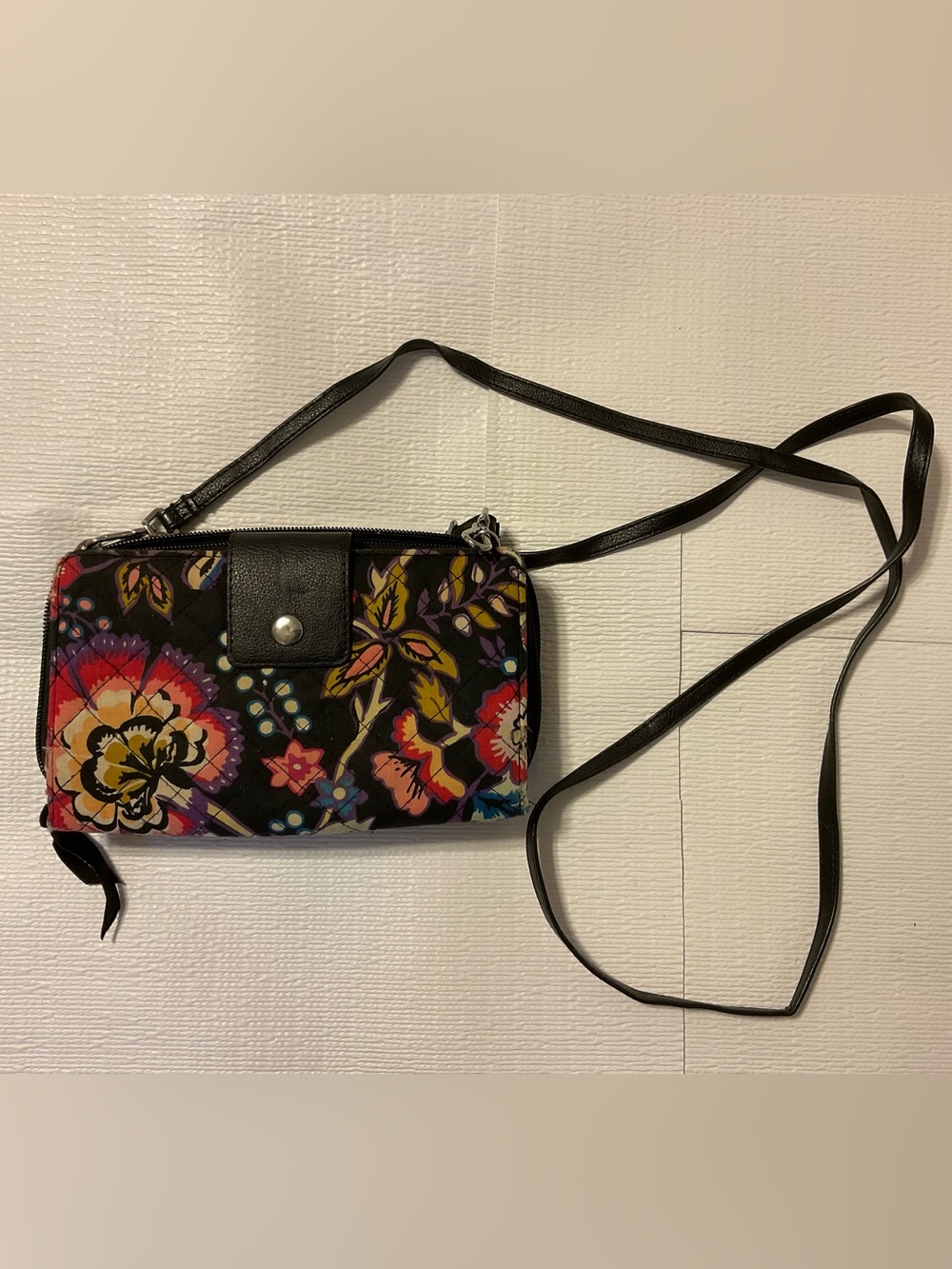 Vera Bradley Floral Crossbody Wristlet - Black